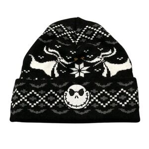 Disney Nightmare Before Christmas Hat Beanie Black Jack Skellington One Size